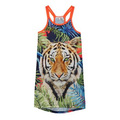 Girls' multi-coloured tiger print dress